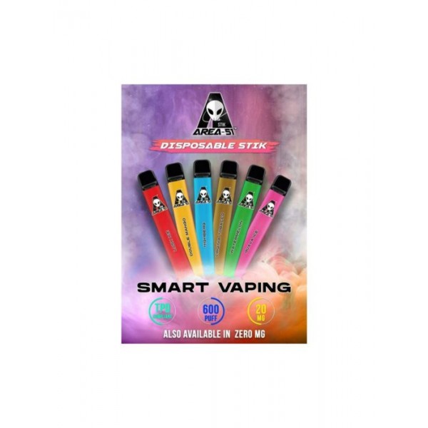 Area 51 Disposable Stick Vape Pod Kit | 2ml | 550mAh Battery | 600 Puffs | 20mg