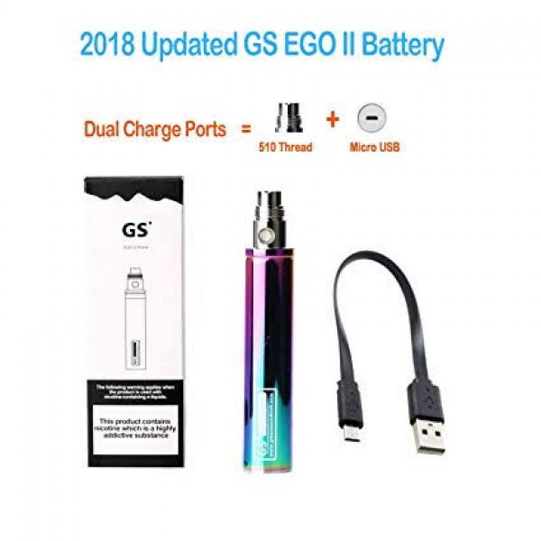 Authentic GS EGO 2 E Cig 2200mah Shisha cigarette Battery Micro USB Charger