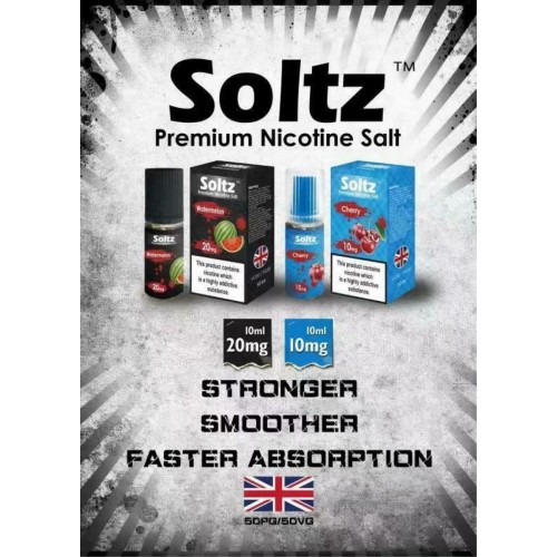 SOLTZ PREMIUM NICOTINE SALT 10 BOTTLES 10ML 5...